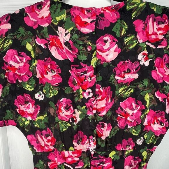 Vintage Silk Form Fitting Dress Floral Size 4 - Picture 8 of 14